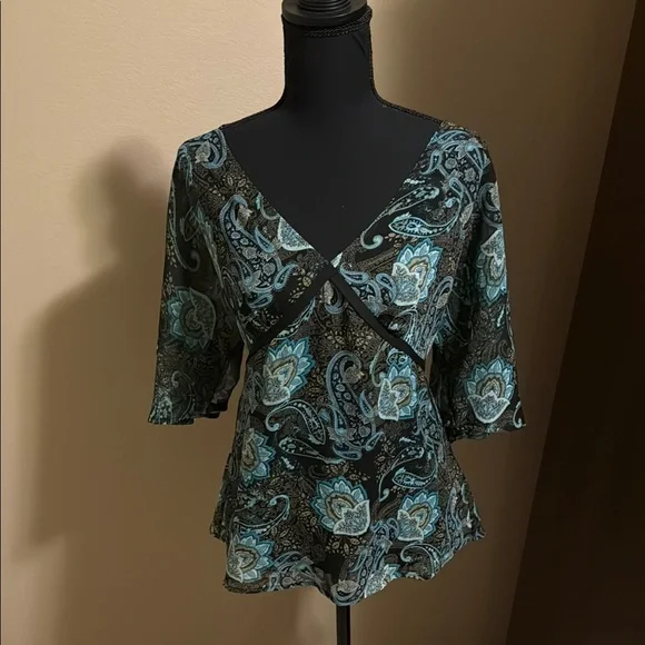 Black & Blue Apt. 9 Blouse w/ Built-in Camisole - Picture 1 of 6